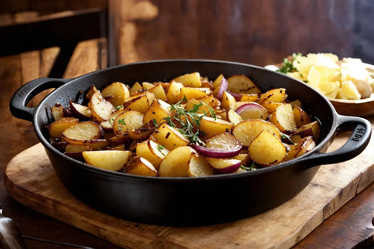 OVEN FRIED POTATOES & ONIONS